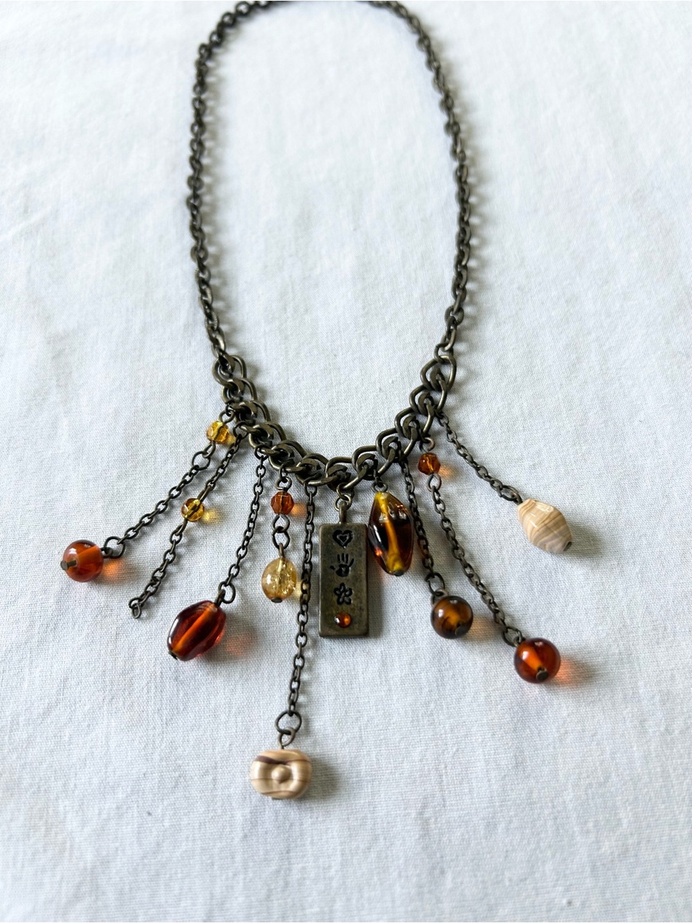 Mudd Antiqued Brass Tone Bohemian Style Charm Necklace